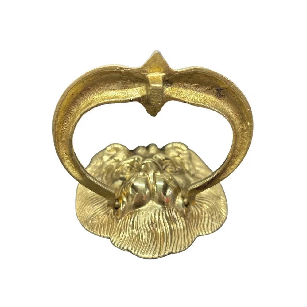 Vintage‎ Solid Polished Brass Lion Head Door Knocker Complete w/ Striker & Bolts
